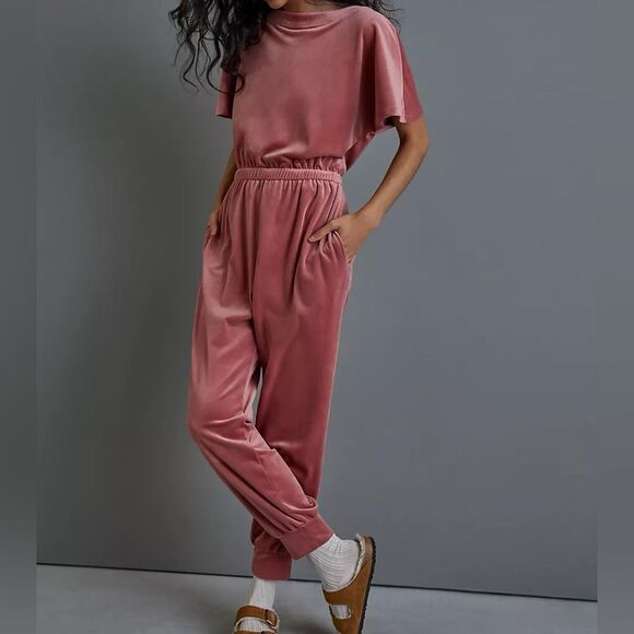 Saturday/ Sunday x Anthropologie Fawn Linda Velvet Jumpsuit Size Small - Picture 1 of 16
